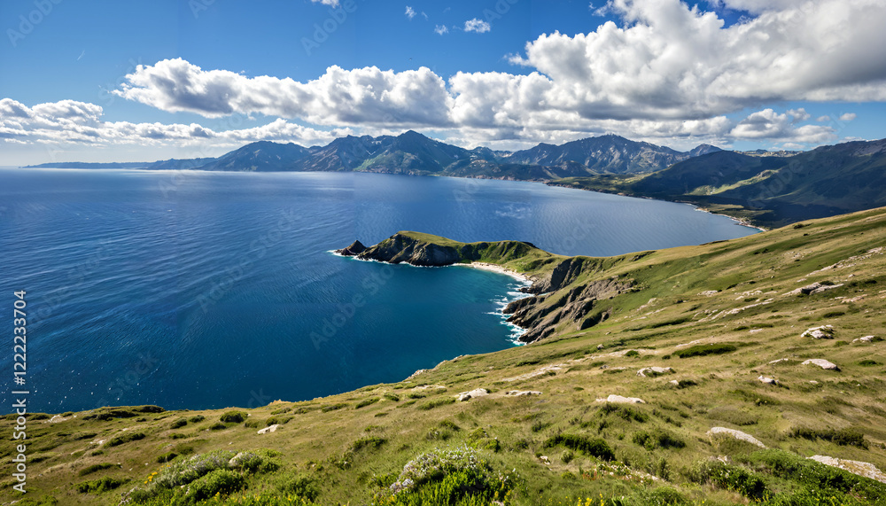 Scenic Coastal Landscape with Mountains
