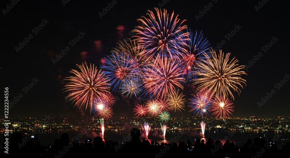 Spectacular Fireworks Over Cityscape Spectacular Fireworks Over Cityscape