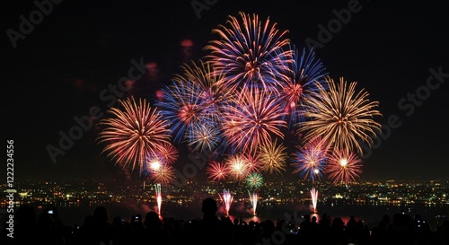 Spectacular Fireworks Over Cityscape photo