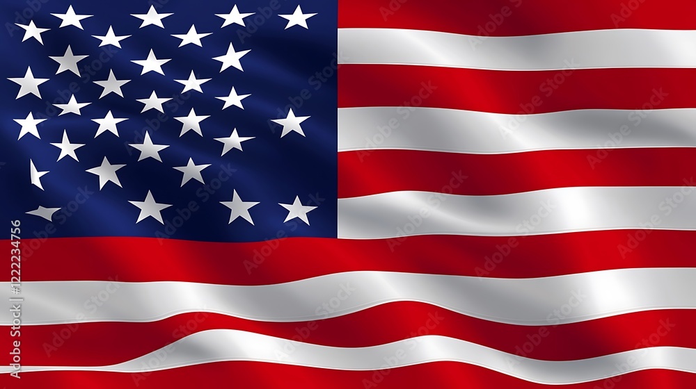 Naklejka premium Waving American Flag: A Symbol of Freedom and Patriotism