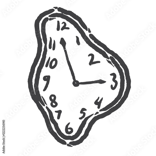 unique melted dented wall clock vector illustration