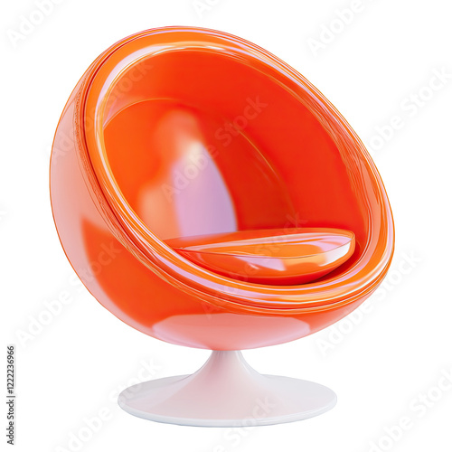 Orange egg chair, modern design, studio shot, white background, home decor photo