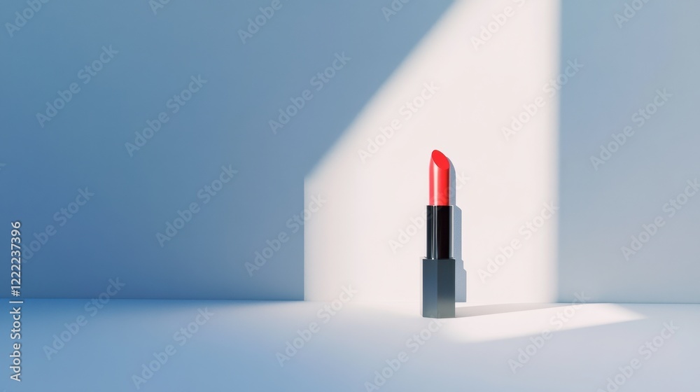 Minimalist setup featuring a lipstick with a bright fuchsia tone, placed on a clean, white backdrop. Minimalist setup featuring a lipstick with a bright fuchsia tone, placed on a clean, white backdrop.