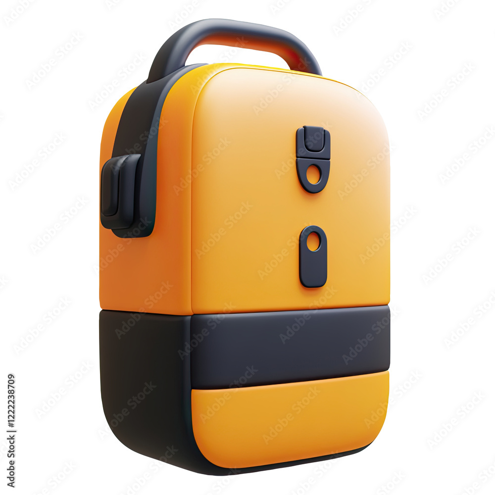 Fototapeta premium Orange backpack, studio shot, white background, app icon