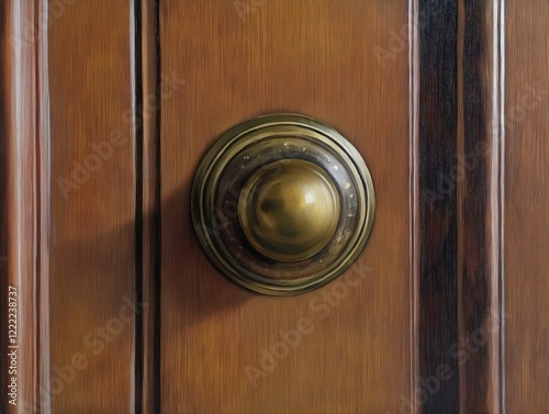 brass door knob on dark brown wooden door