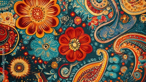 Traditional Paisley Pakistani Truck Art Wallpaper (Generative AI)