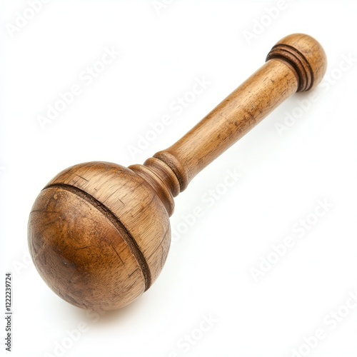 Antique wooden butter churn isolated on white photo