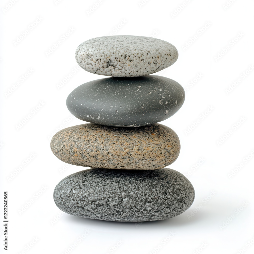 Balanced stones, zen, white background, serenity, meditation