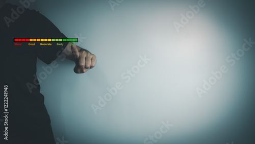 Satisfaction concept of customer, express their opinions, answers and satisfied scores, client is satisfied with pressing smile face icon, excellent service, good feedback from user