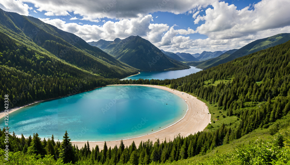 Scenic Mountain Lake View