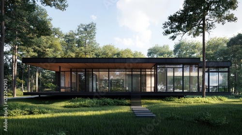 Modern Glass House in a Forest Setting