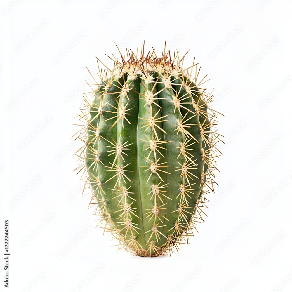Isolated green cactus, studio shot, white background, plant design Isolated green cactus, studio shot, white background, plant design