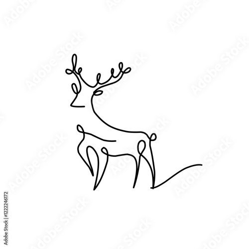 continuous line drawing reindeer