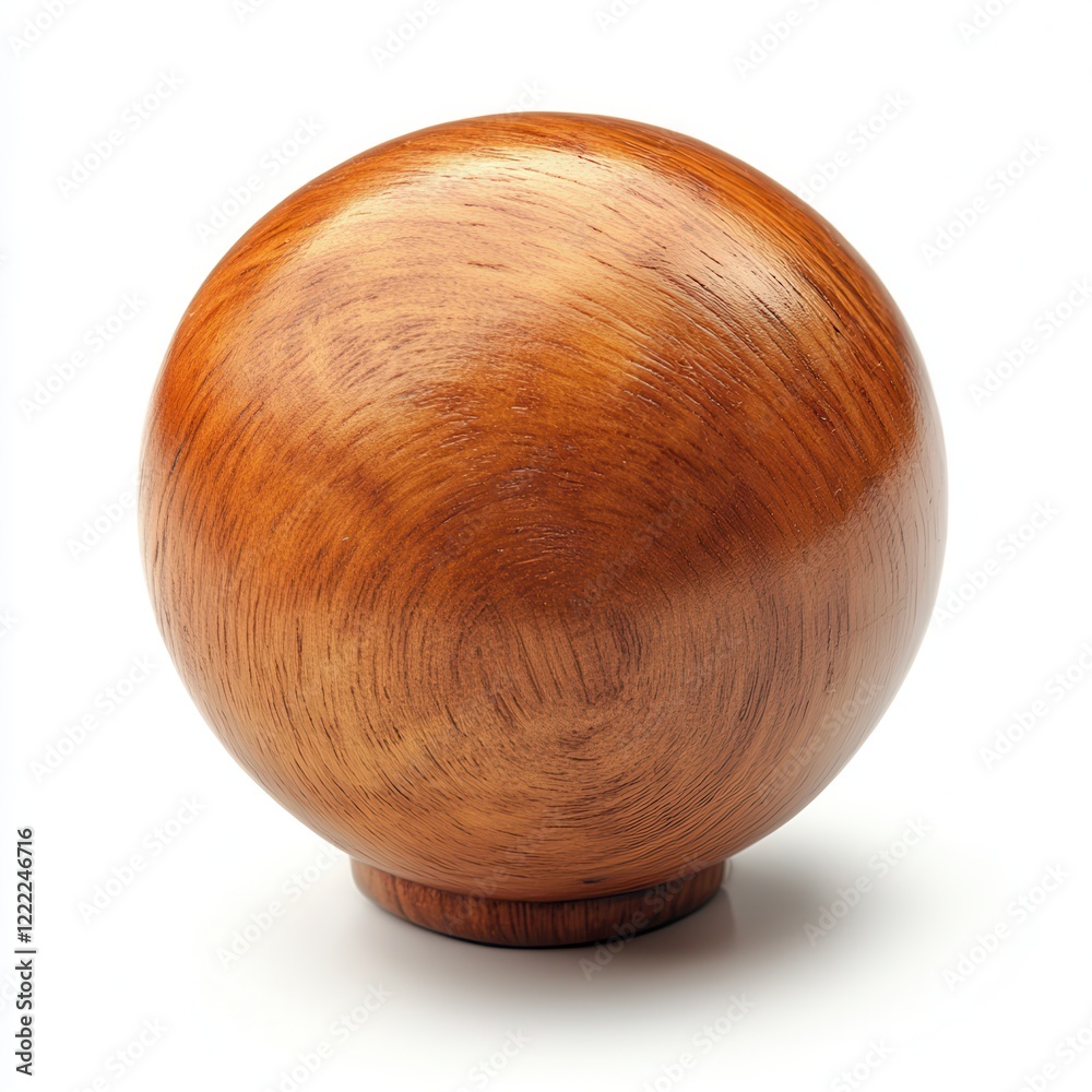 Polished wooden sphere on white, studio shot Polished wooden sphere on white, studio shot