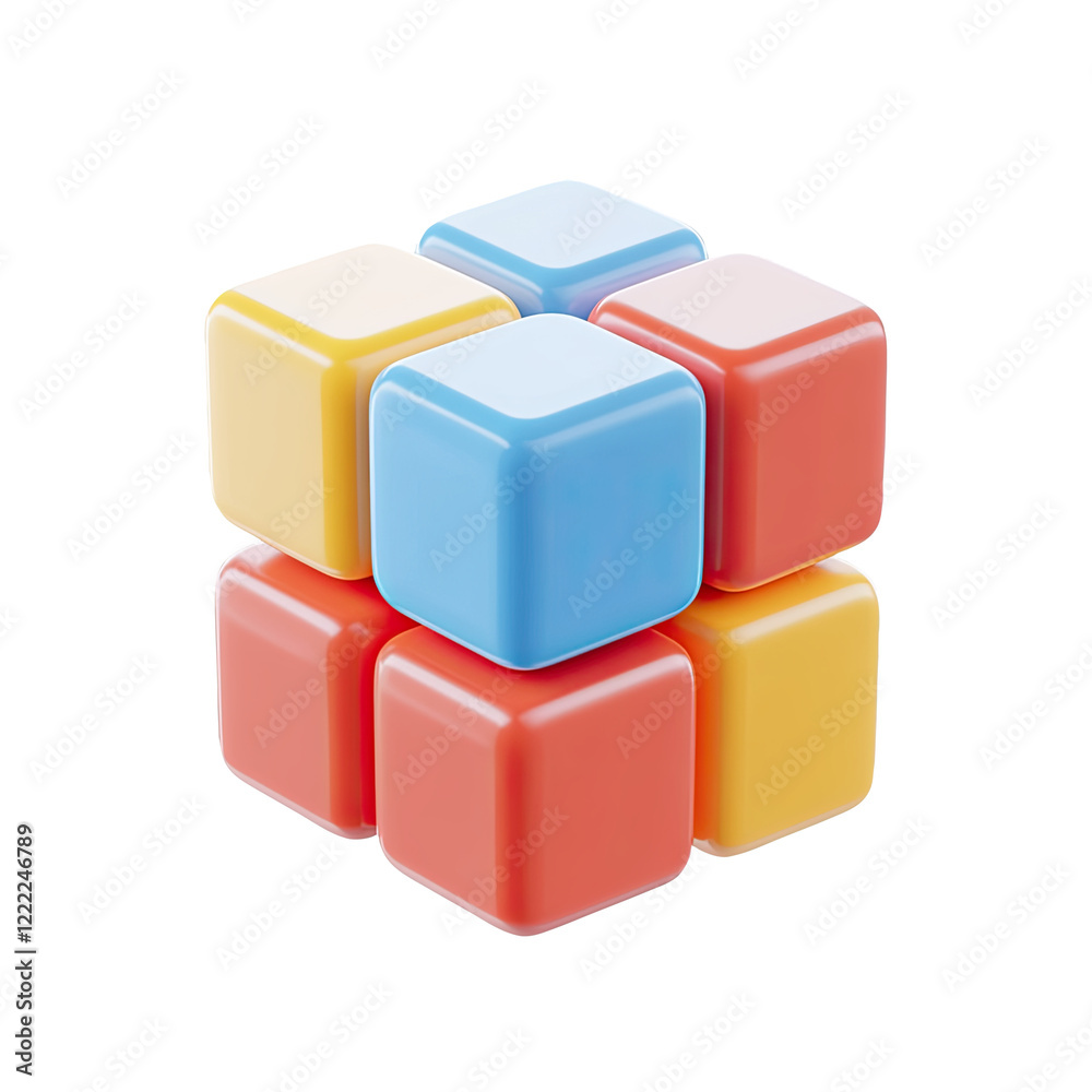 Colorful cubes structure, white background Colorful cubes structure, white background