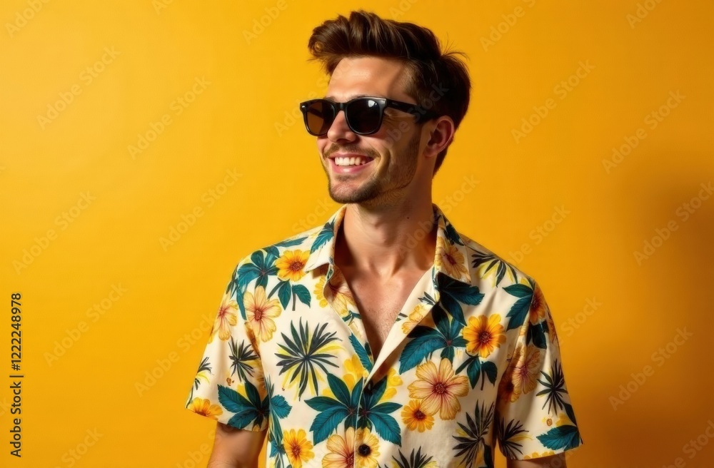 Personal point of view of a young man in colorful clothes, sunglasses and hat taking a selfie enjoying holidays on the beach Personal point of view of a young man in colorful clothes, sunglasses and hat taking a selfie enjoying holidays on the beach