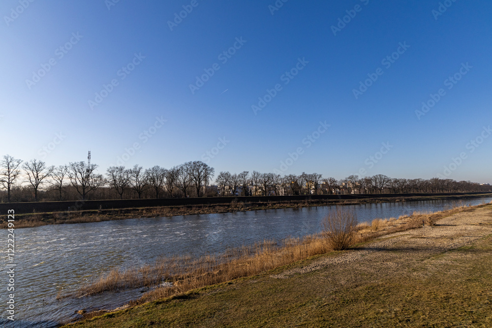 Obraz premium Oder River, Poland, spring landscape