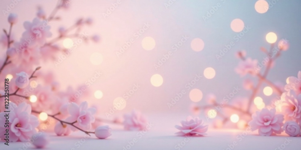Delicate Pink Blossoms and Warm Fairy Lights Create a Dreamy, Romantic Atmosphere
