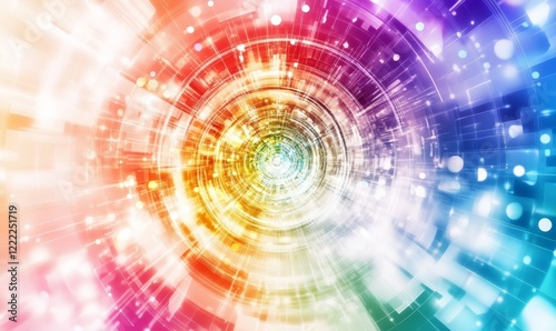 Vibrant Abstract Design with Interconnected Circles and Colorful Gradients for Artistic Background or Digital Projects, Generative AI
