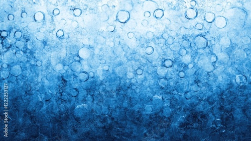 Abstract Texture of Blue Water Bubbles and Droplets with Gradient Background Visual Elements