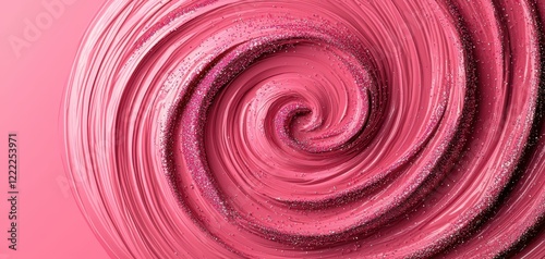 Swirling pink glitter pattern forming a bold spiral, perfect for adding a touch of elegance and energy to creative compositions photo