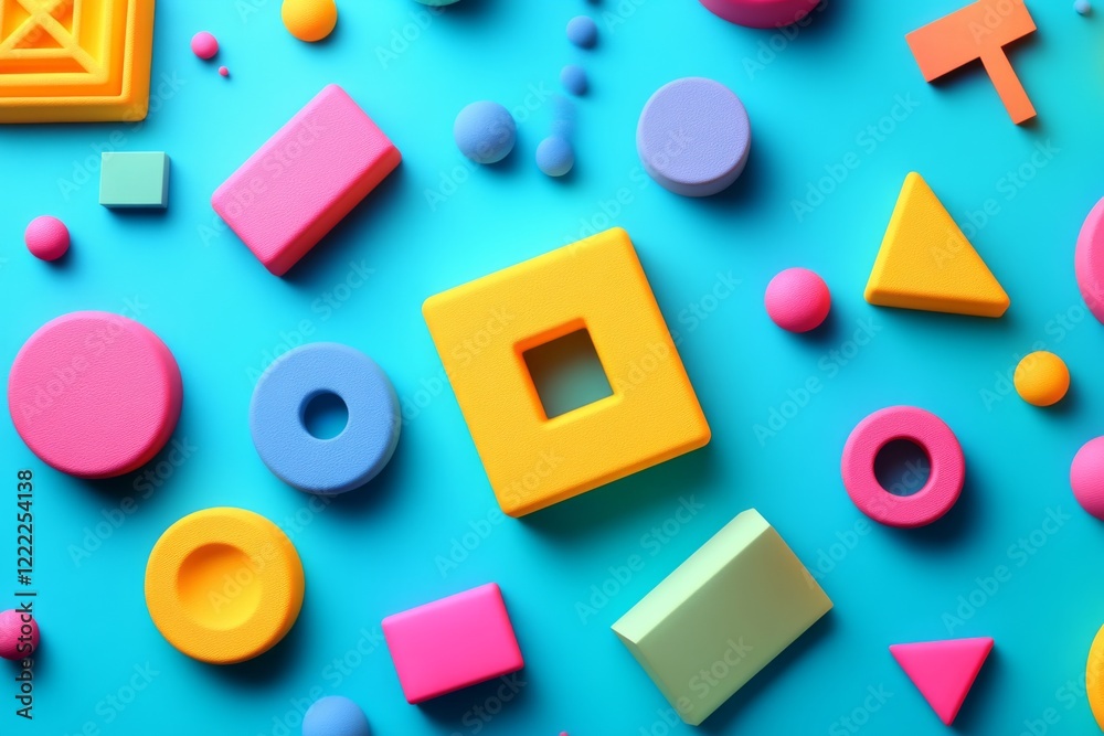 Obraz premium Colorful Geometric Shapes on Blue Background