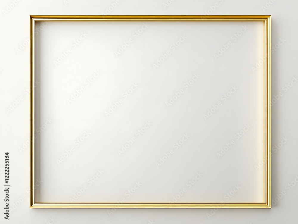 Clean Gold Frame with a Thin Border on a White Background, Minimalist Rectangular Picture Frame for Artwork, Photography, or Design Display Clean Gold Frame with a Thin Border on a White Background, Minimalist Rectangular Picture Frame for Artwork, Photography, or Design Display