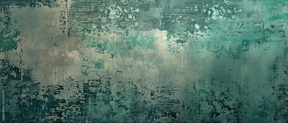 Obraz premium Vintage distressed textured background with aged painted design in dark slate gray, dark sea green, and muted gray tones, ideal for creative projects, overlays, and graphic design.