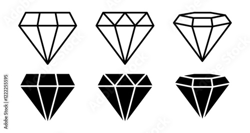 Vector isolated Diamond icon in black fill and outline