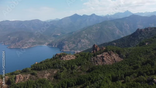 Corscia Calanques de Piana Mountain Road Drone Panorama Corscia France photo