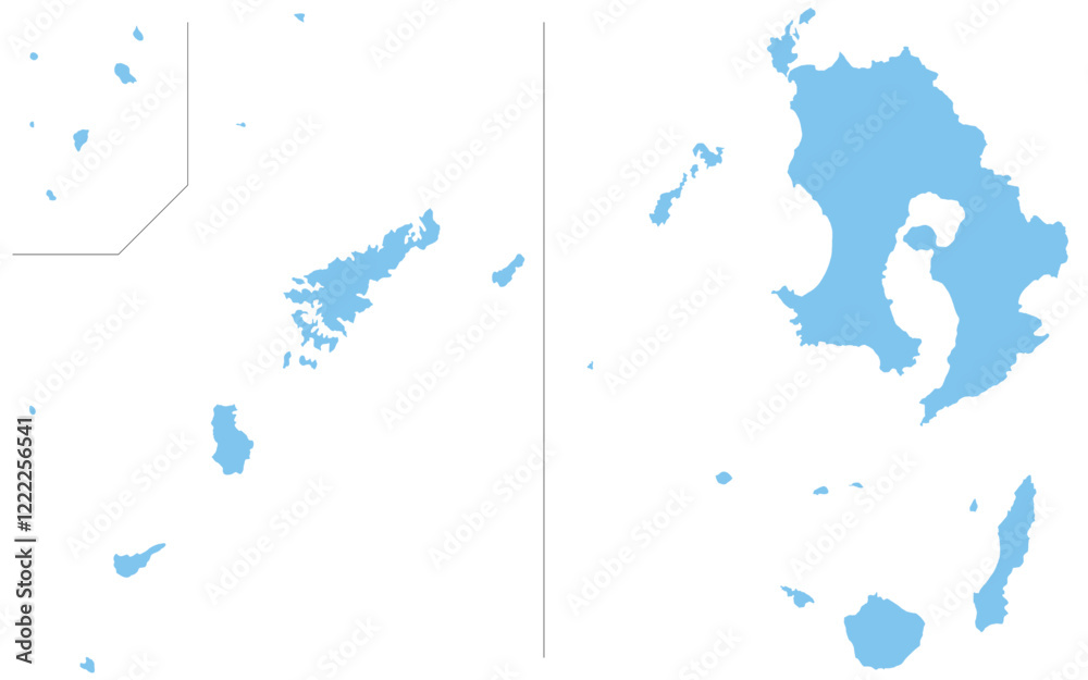 Obraz premium リアルな鹿児島県の地図、日本の地方