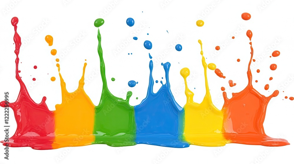Colorful Paint Splashing in Vibrant Waves on a White Background Creating an Artistic Expression Colorful Paint Splashing in Vibrant Waves on a White Background Creating an Artistic Expression