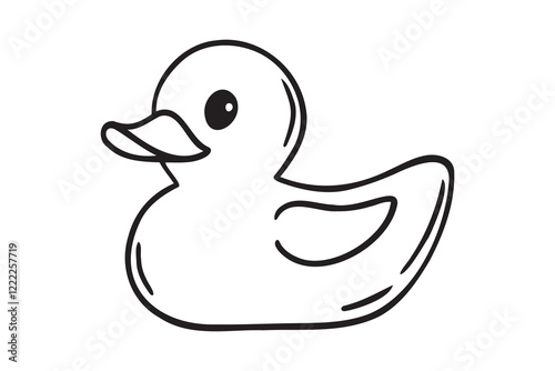 rubber bath duck for baby bathtub doodle hand drawn icon. Outline drawing rubber bath duck for baby bathtub line clipart symbol