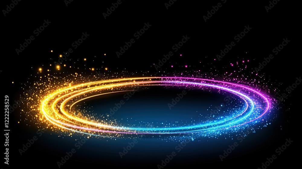 Obraz premium Dynamic Colorful Swirl of Light and Sparkles Creating an Abstract Background Illumination