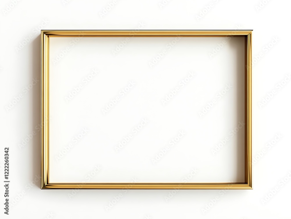 Clean Gold Frame with a Thin Border on a White Background, Minimalist Rectangular Picture Frame for Artwork, Photography, or Design Display Clean Gold Frame with a Thin Border on a White Background, Minimalist Rectangular Picture Frame for Artwork, Photography, or Design Display