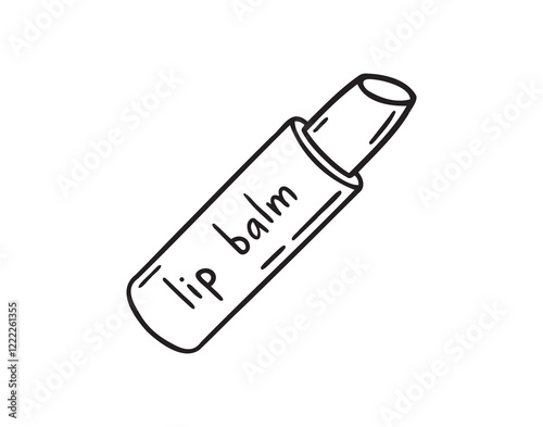  lip balsam or lipstick and lip balm doodle hand drawn icon. Outline drawing lip balm line clipart symbol