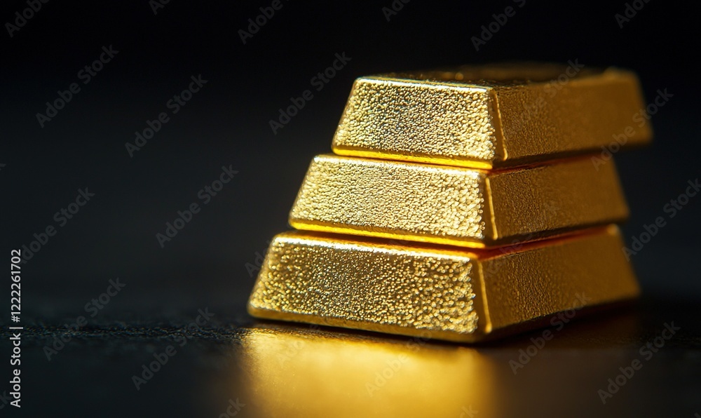 Stacked gold bars on dark background, investment concept Stacked gold bars on dark background, investment concept