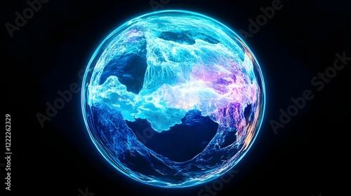 Wallpaper Mural glowing energy orb, abstract planet - abstract art Torontodigital.ca