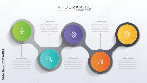 Vector infographic label design with circle infographic template design and 4-5-6 options or steps. Can be used for process diagram, presentations, workflow layout, banner, flow chart, info graph
