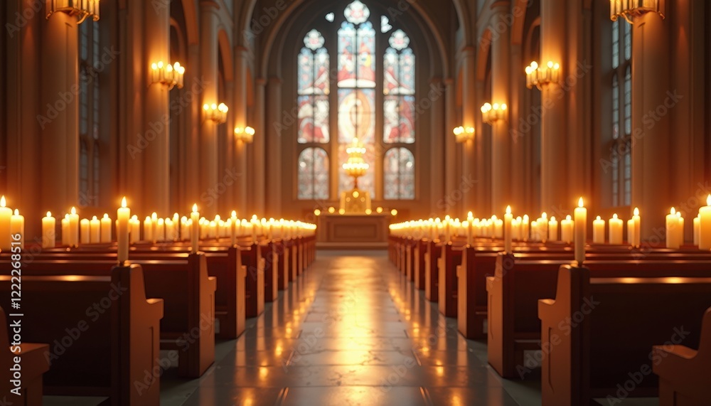 Church Illuminated with Candles on Candlemas Day Church Illuminated with Candles on Candlemas Day