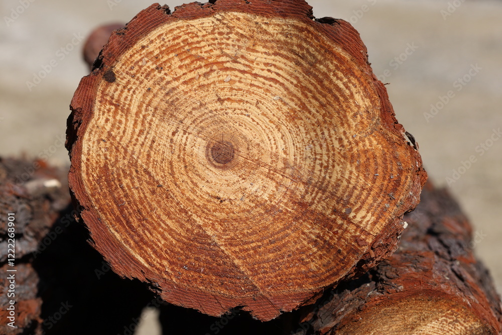 close-up of cross section of turkish pine tree trunk close-up of cross section of turkish pine tree trunk