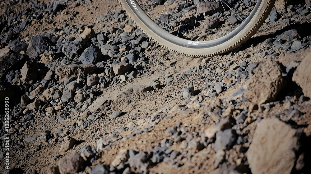 Gravel Bike Tire on Rocky Terrain Adventure Gravel Bike Tire on Rocky Terrain Adventure
