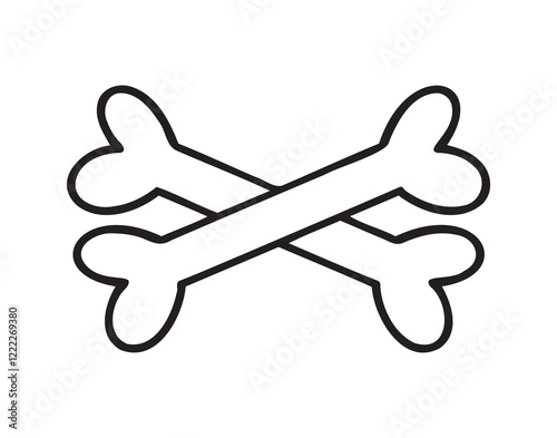 two crossed bones doodle hand drawn icon. Outline drawing two crossed bones line clipart symbol