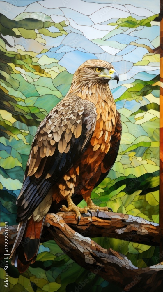 Fototapeta premium Honey buzzard art animal glass.