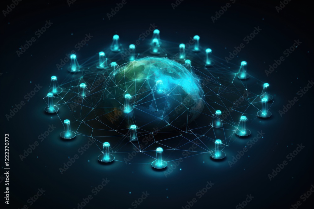Obraz premium Network spreading sphere circle space.