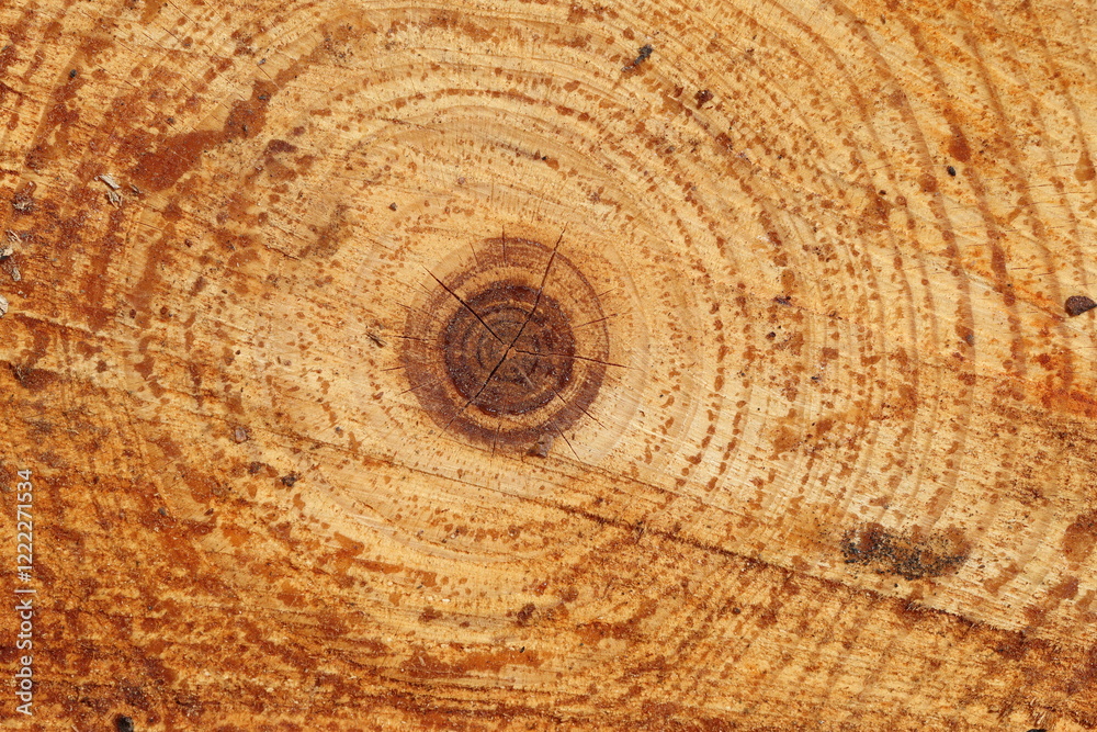 Naklejka premium close-up of cross section of turkish pine tree trunk