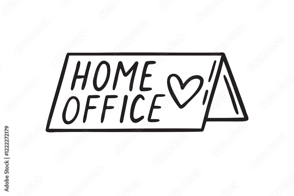 lettering tablet about home office, online work freelance doodle hand drawn icon. Outline drawing home office line clipart symbol lettering tablet about home office, online work freelance doodle hand drawn icon. Outline drawing home office line clipart symbol