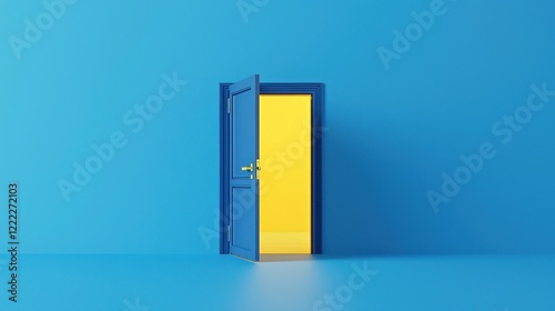 Open Door to a Yellow Room, Blue Walls