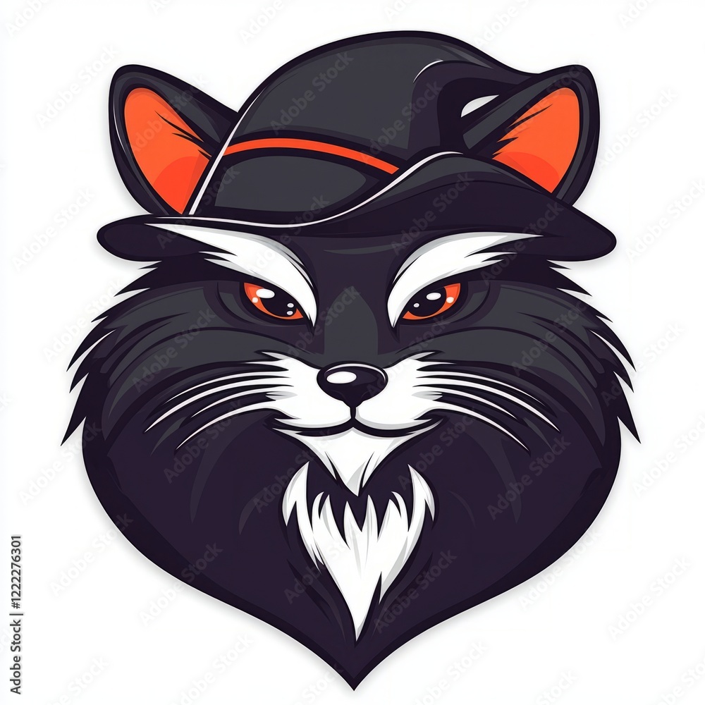Fototapeta premium A Black Cat Wearing A Witchs Hat Halloween Design