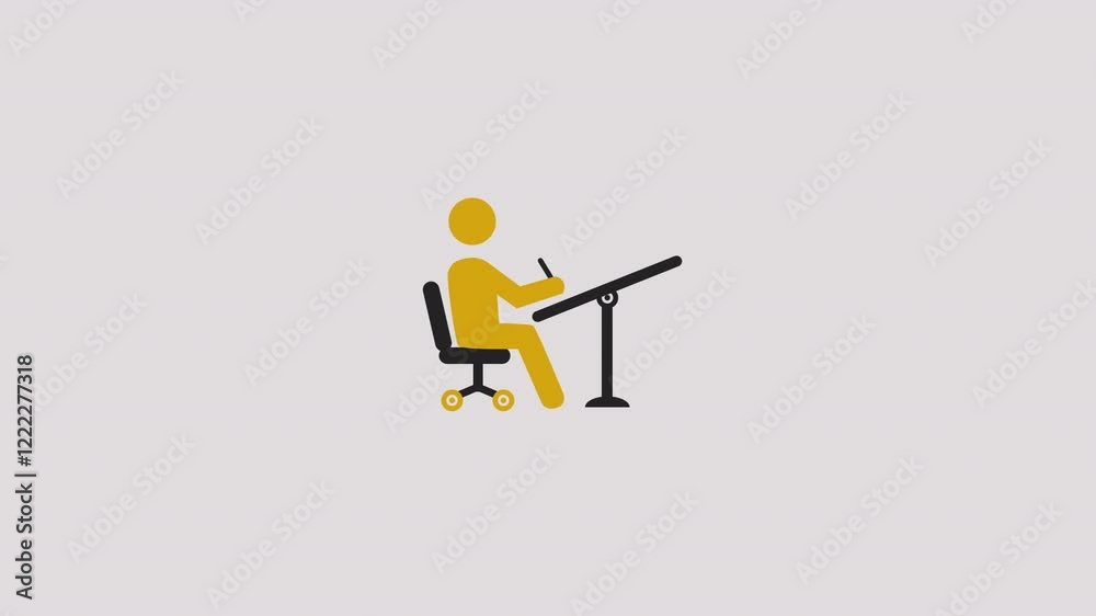 person Sitting Drawing Table Icon person Sitting Drawing Table Icon